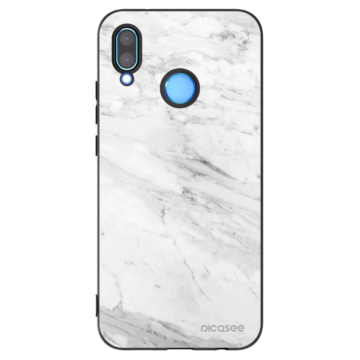 Picasee silikonowe czarne etui na Huawei P20 Lite - White marble