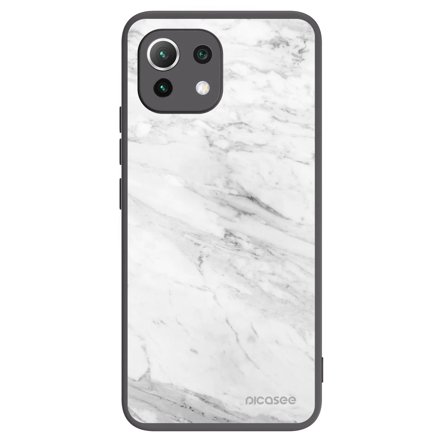 Picasee silikonowe czarne etui na Xiaomi Mi 11 Lite - White marble