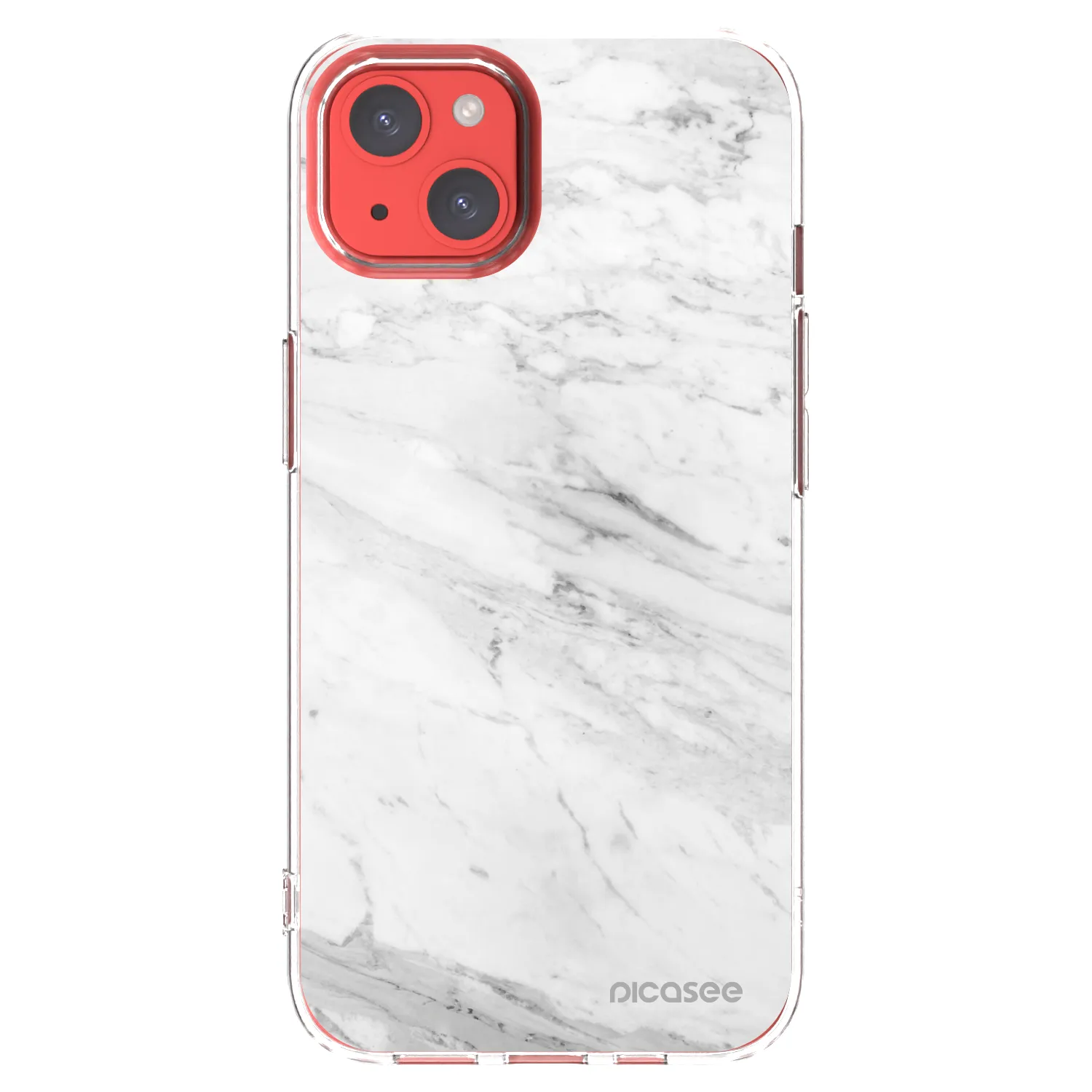 Picasee silikonowe przeźroczyste etui na Apple iPhone 13 - White marble
