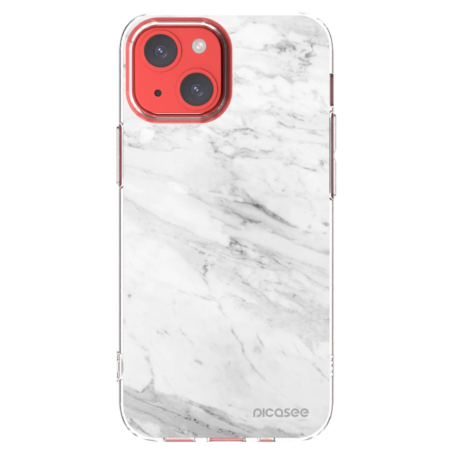 Picasee silikonowe przeźroczyste etui na Apple iPhone 13 mini - White marble