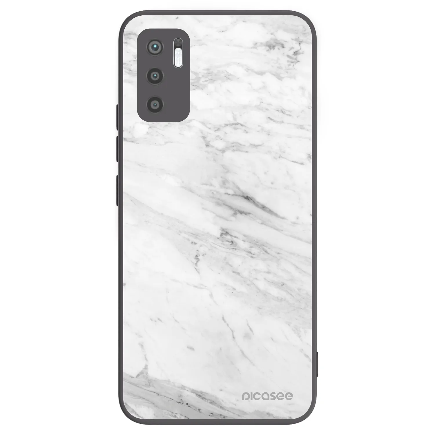 Picasee silikonowe czarne etui na Xiaomi Redmi Note 10 5G - White marble