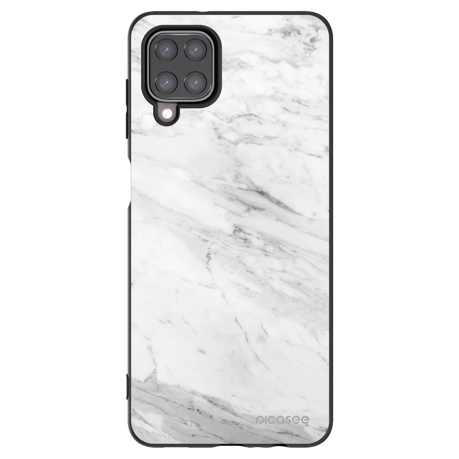 Picasee silikonowe czarne etui na Samsung Galaxy M12 M127F - White marble