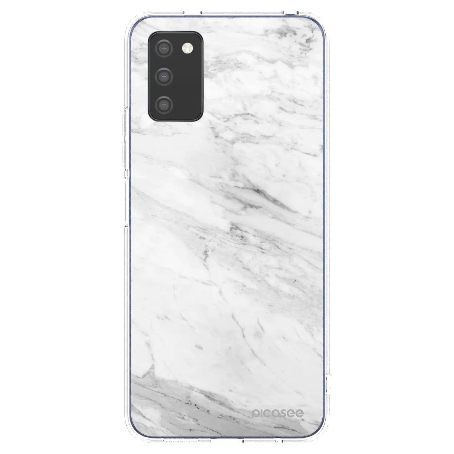 Picasee silikonowe przeźroczyste etui na Samsung Galaxy A02s A025G - White marble