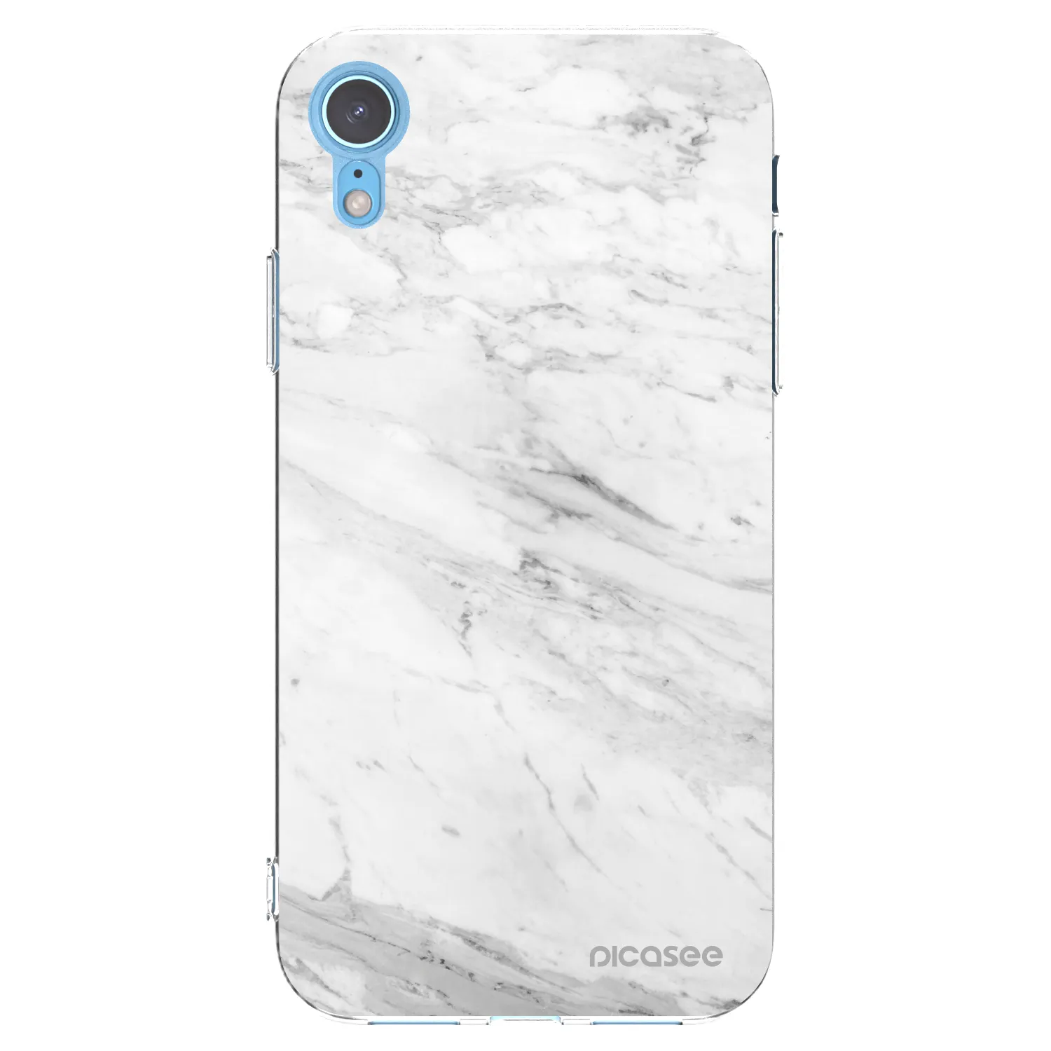Picasee silikonowe przeźroczyste etui na Apple iPhone XR - White marble