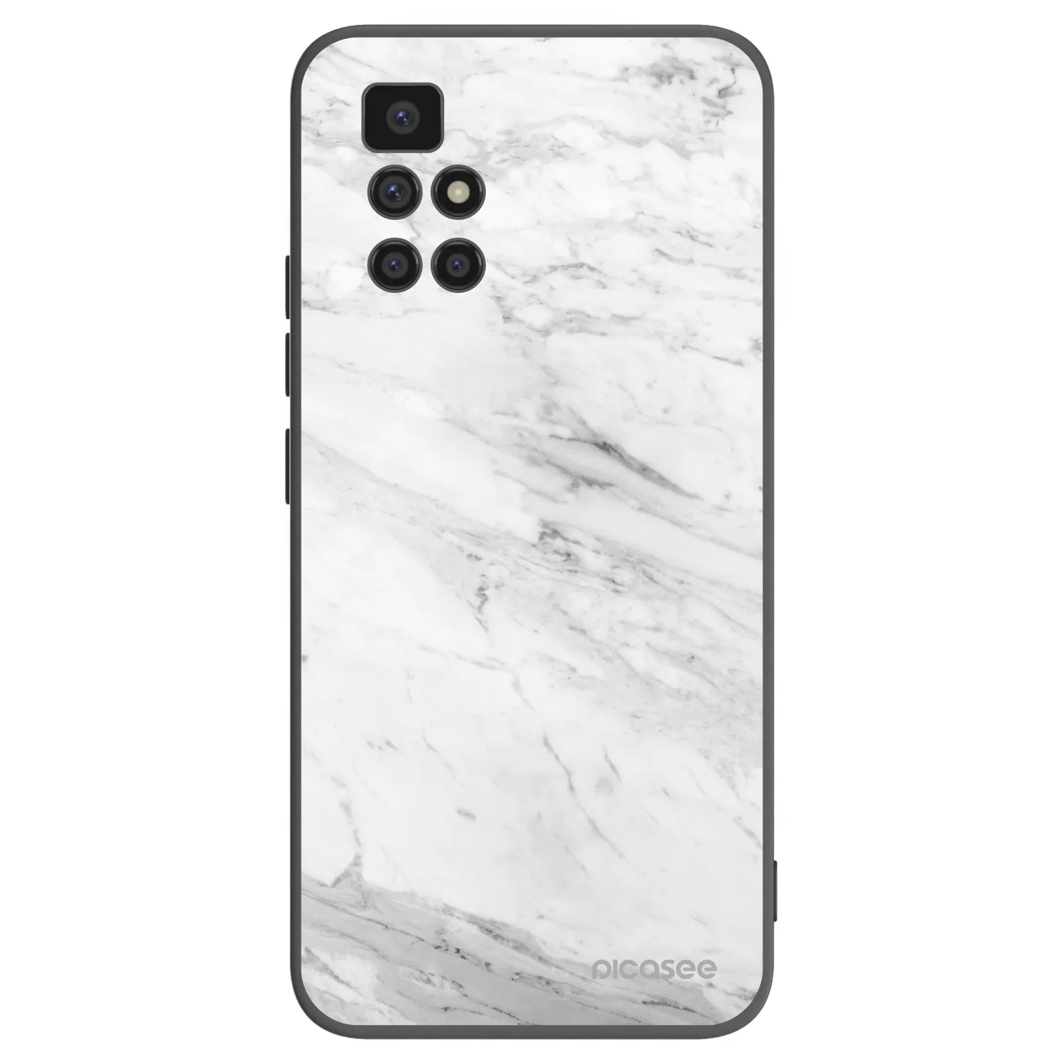 Picasee silikonowe czarne etui na Xiaomi Redmi 10 - White marble