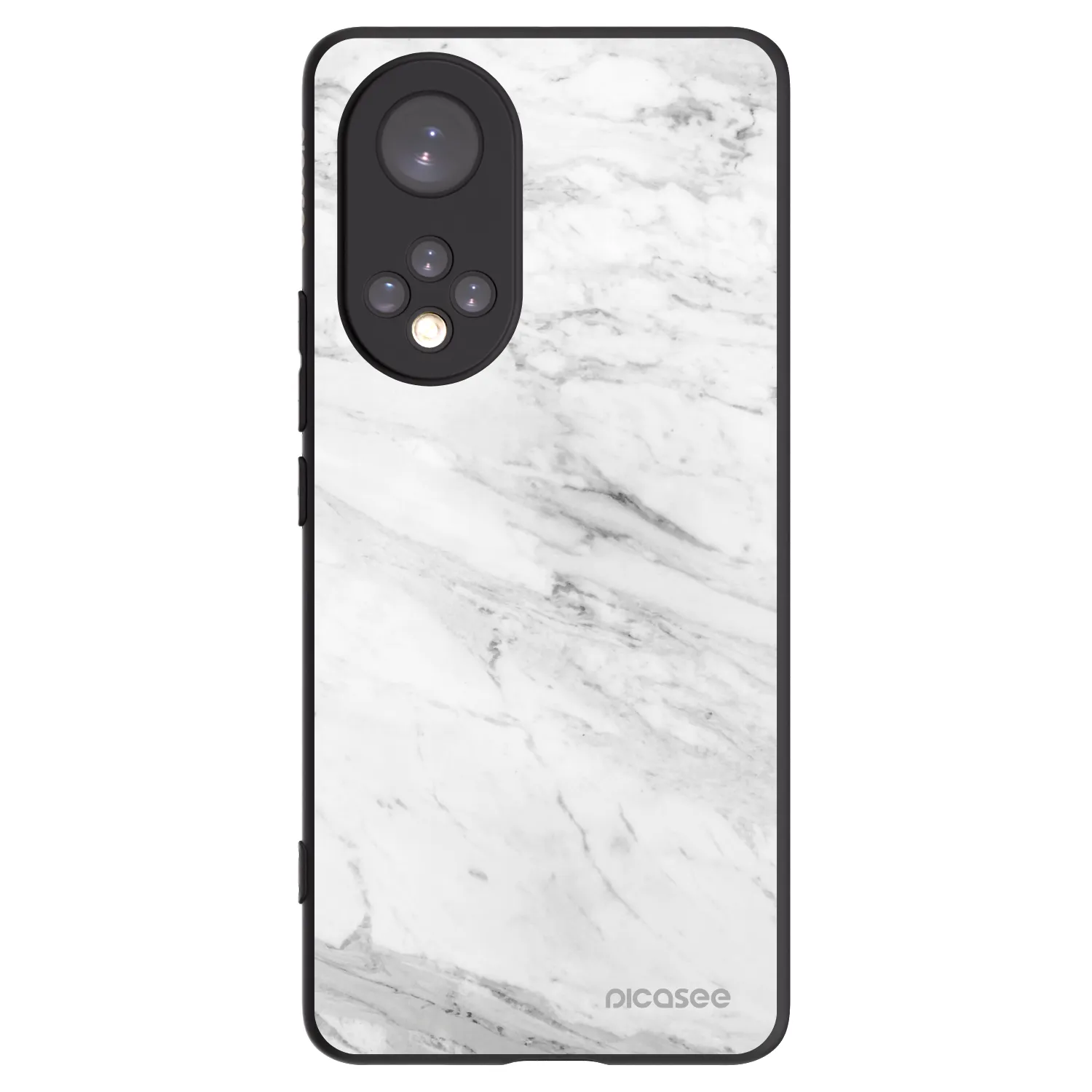 Picasee silikonowe czarne etui na Huawei Nova 9 - White marble