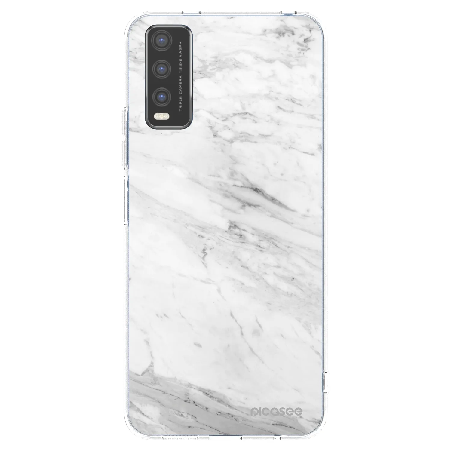 Picasee silikonowe przeźroczyste etui na Vivo Y20s - White marble
