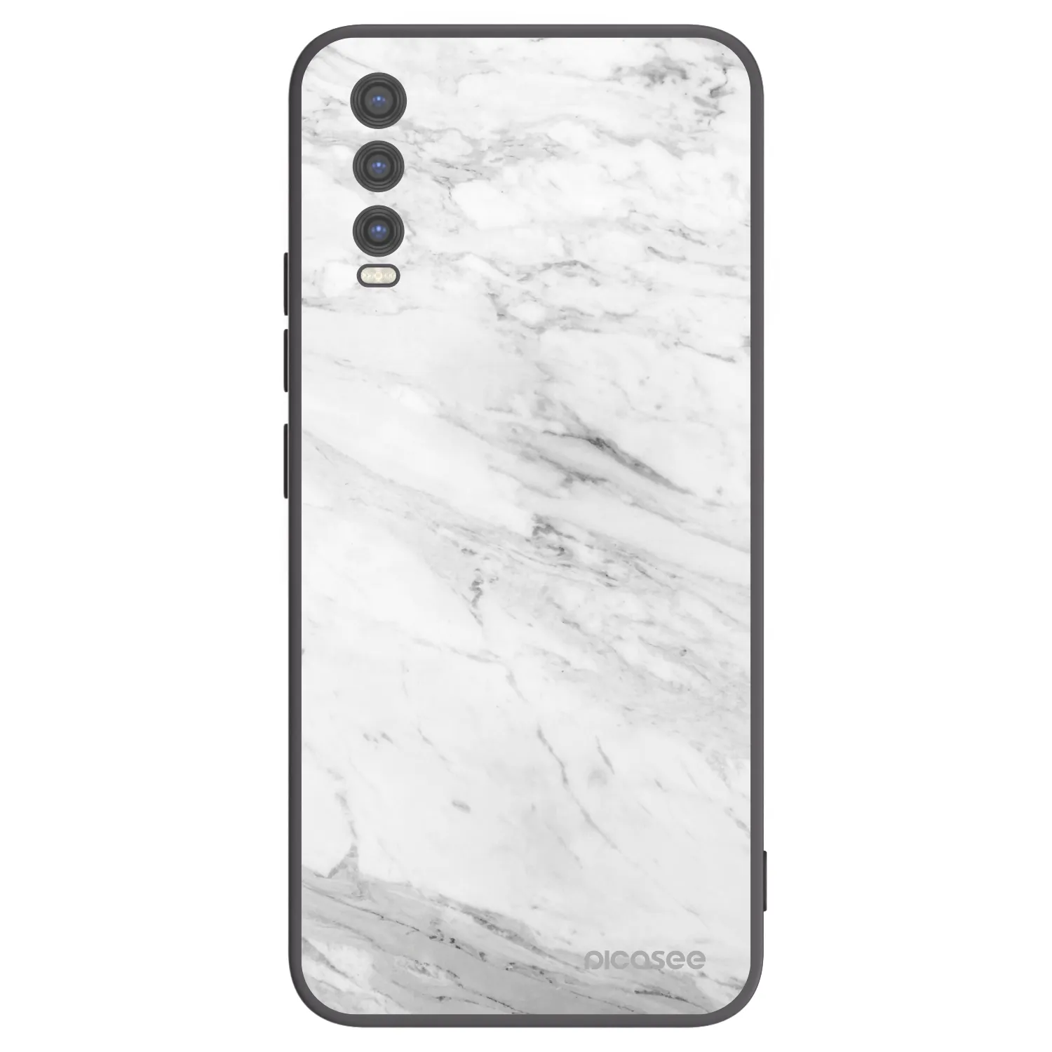 Picasee silikonowe czarne etui na Vivo Y20s - White marble