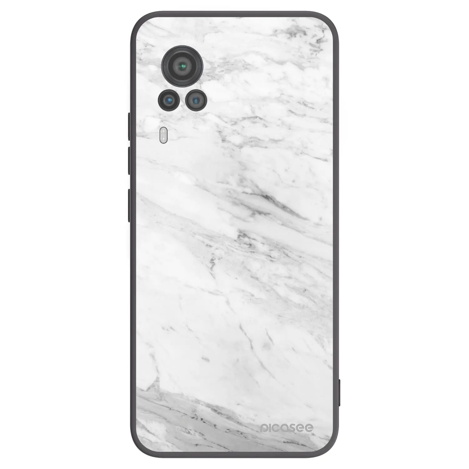 Picasee silikonowe czarne etui na Vivo X60 Pro 5G - White marble
