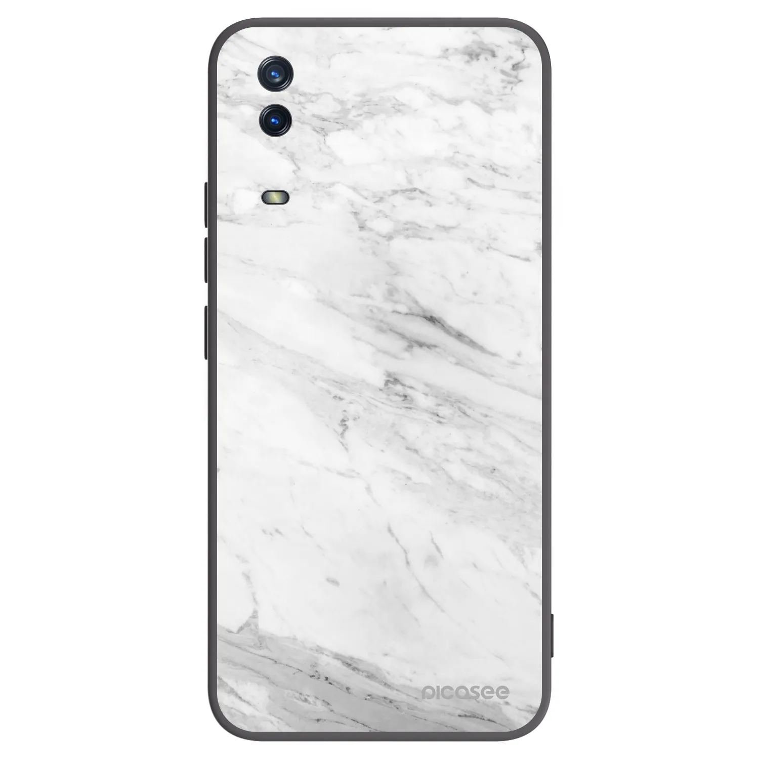 Picasee silikonowe czarne etui na Vivo Y11s - White marble