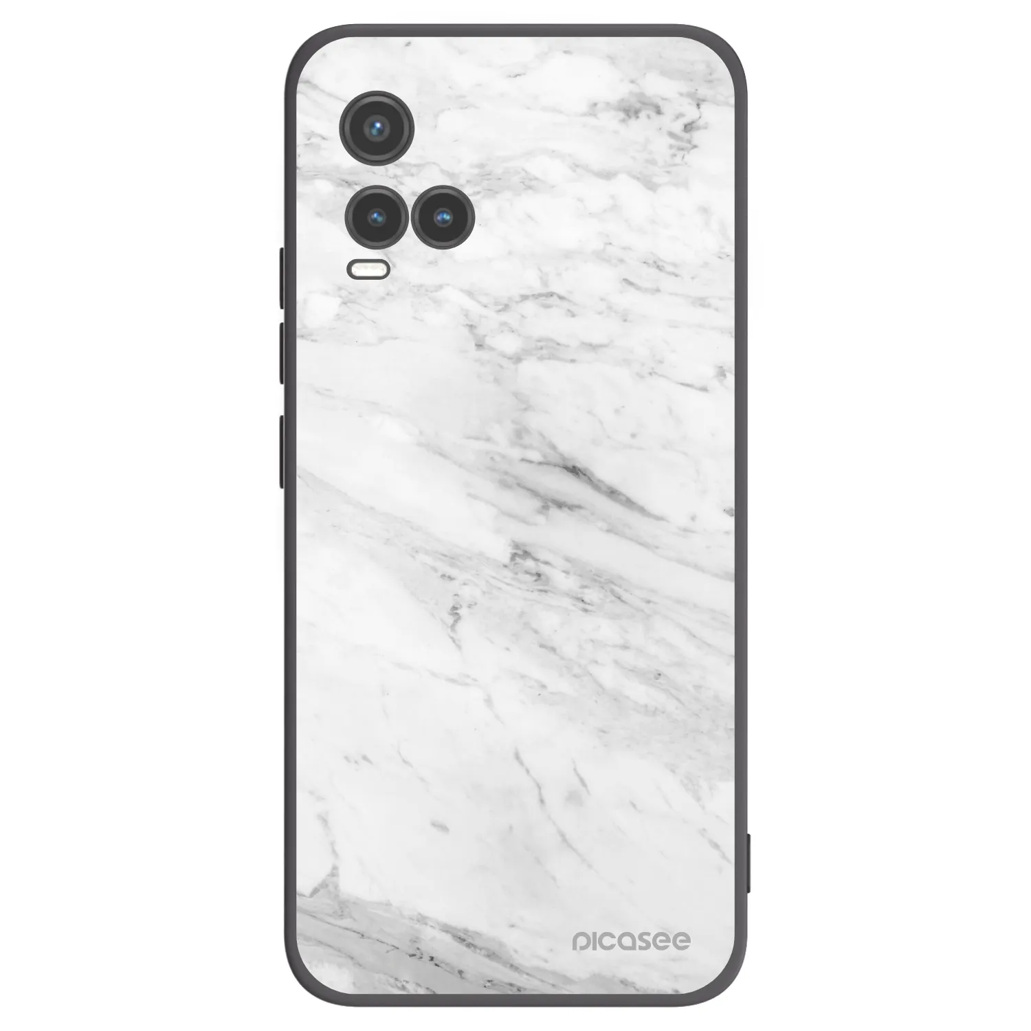 Picasee silikonowe czarne etui na Vivo Y33s - White marble