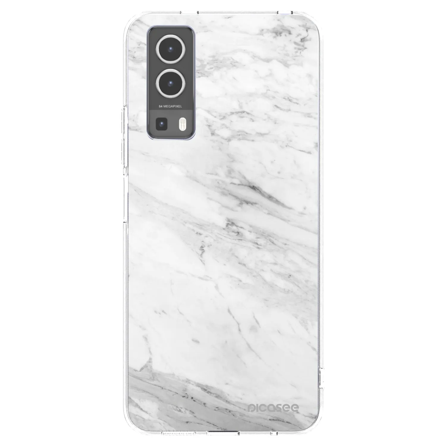 Picasee silikonowe przeźroczyste etui na Vivo Y72 5G - White marble