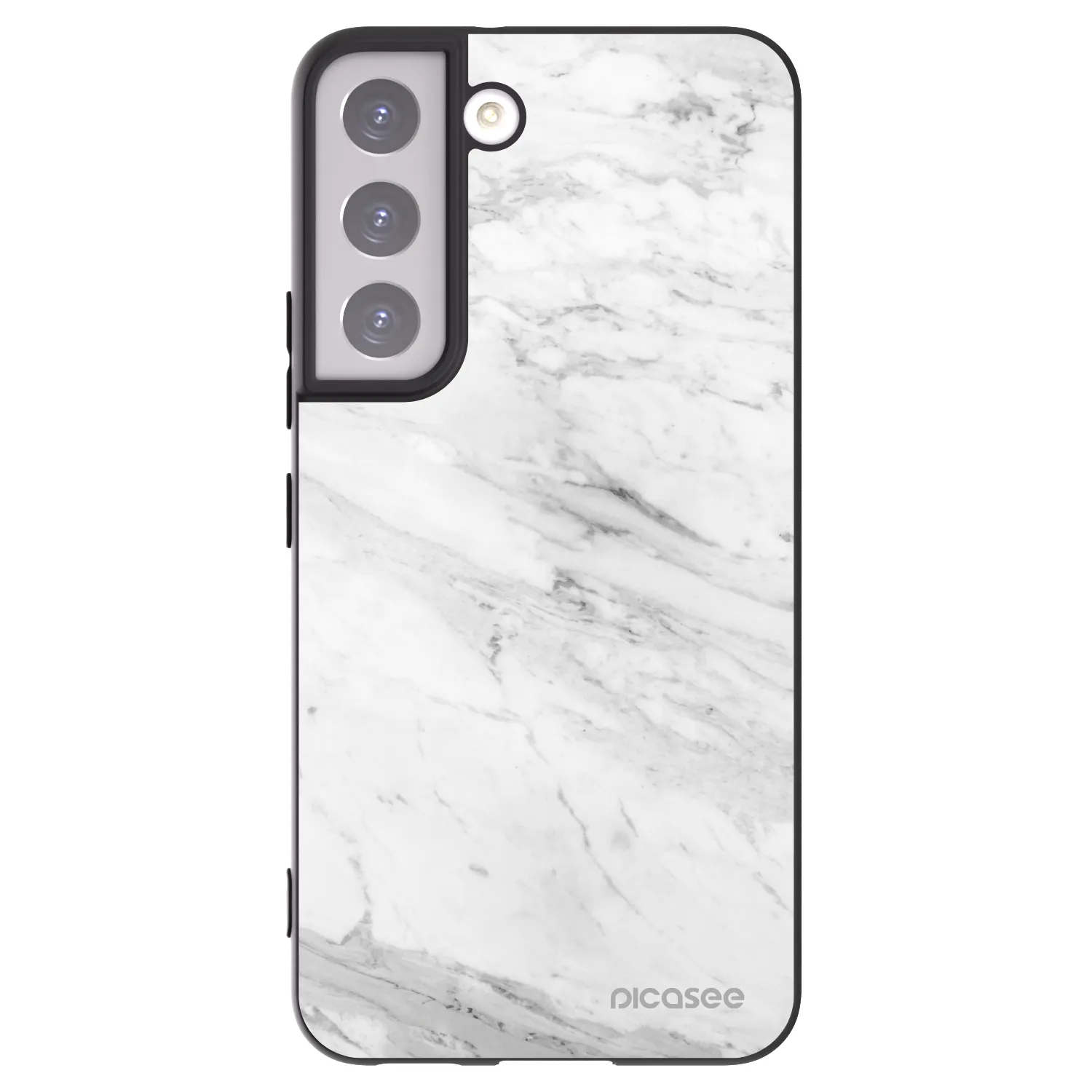 Picasee silikonowe czarne etui na Samsung Galaxy S22 5G - White marble