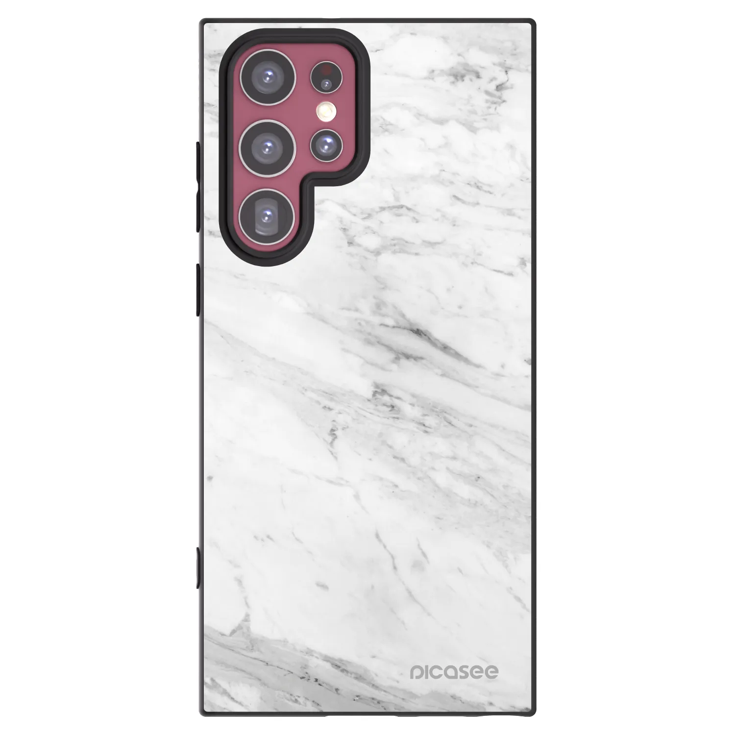 Picasee silikonowe czarne etui na Samsung Galaxy S22 Ultra 5G - White marble