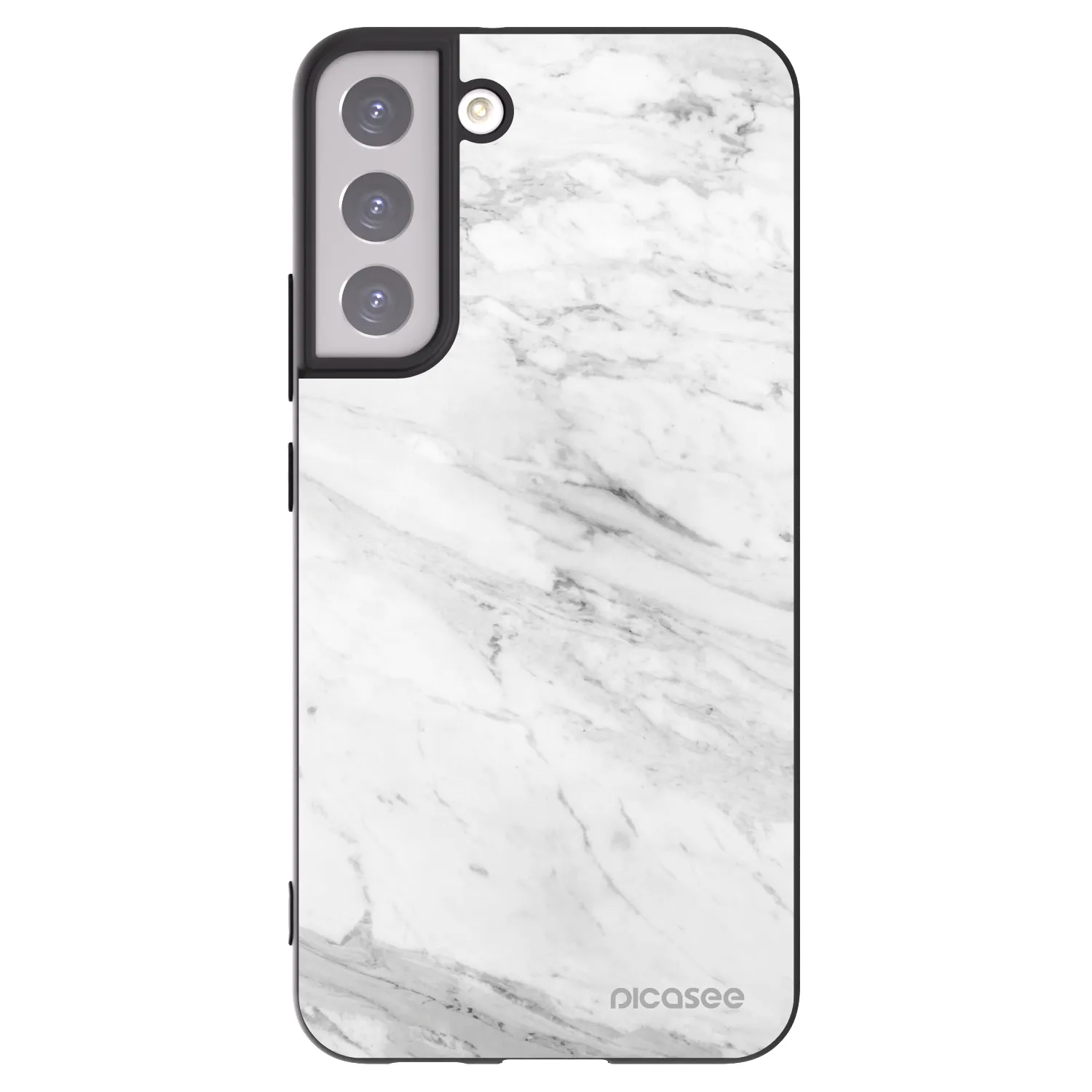 Picasee silikonowe czarne etui na Samsung Galaxy S22+ 5G - White marble