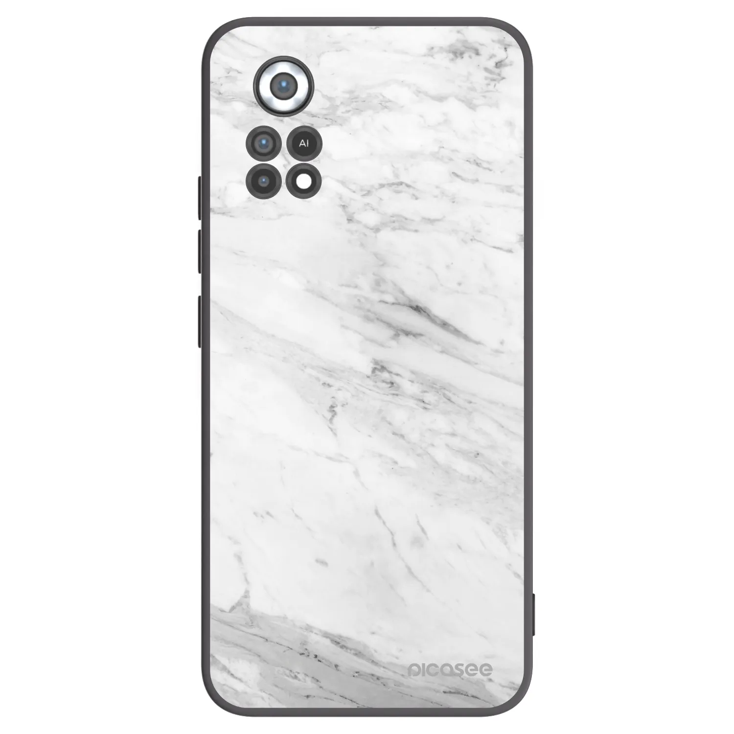 Picasee silikonowe czarne etui na Xiaomi Poco X4 Pro 5G - White marble