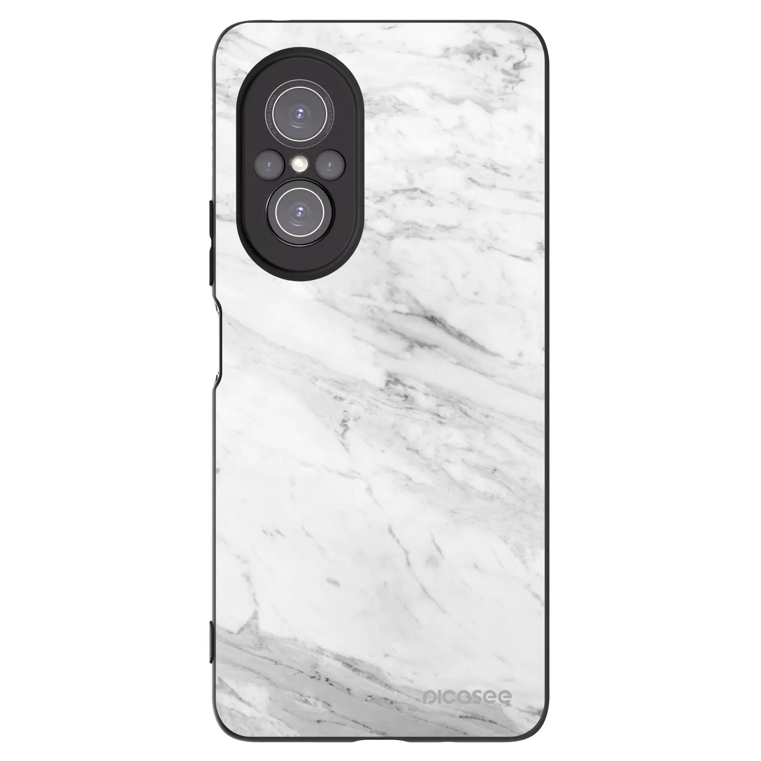 Picasee silikonowe czarne etui na Huawei Nova 9 SE - White marble