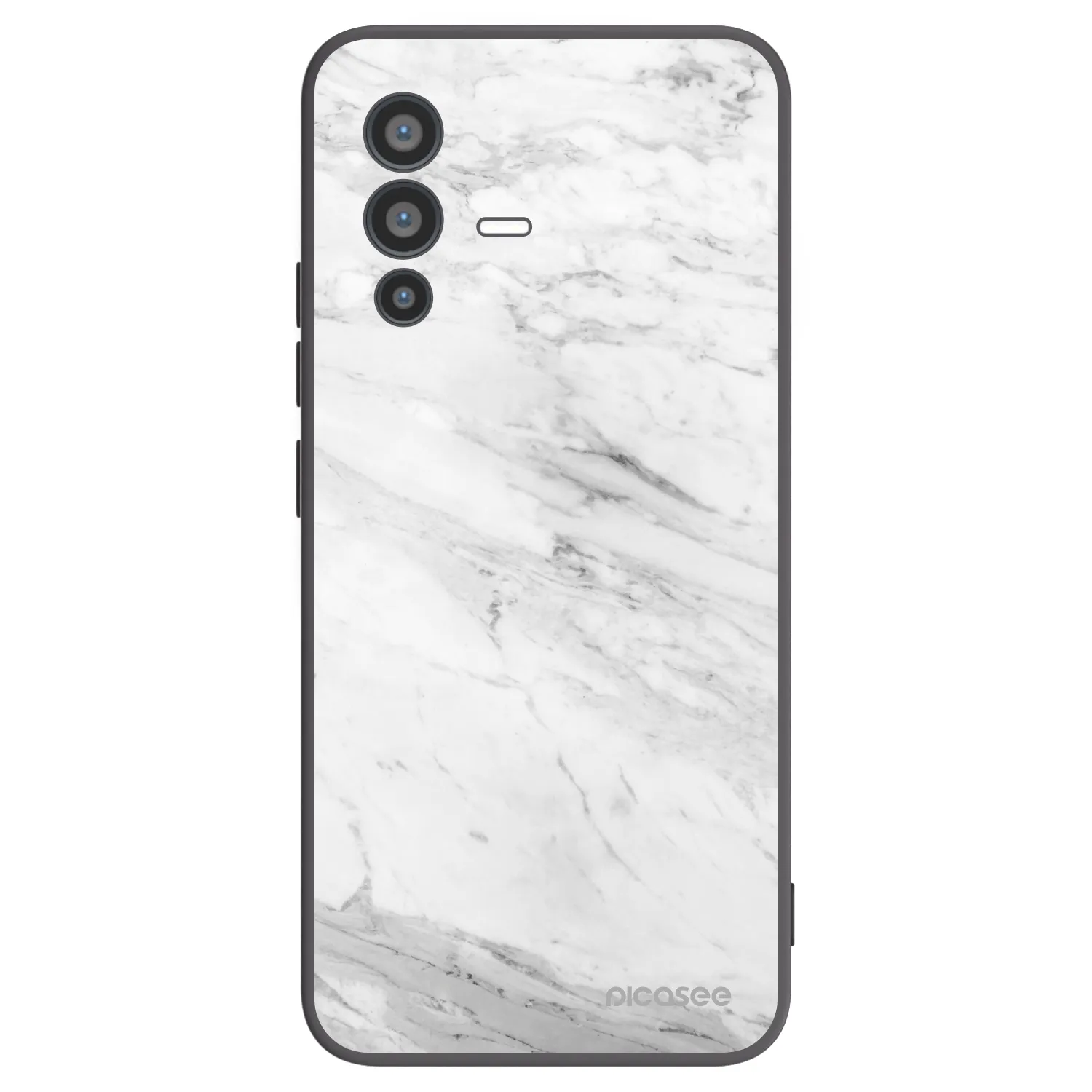 Picasee silikonowe czarne etui na Vivo V23 5G - White marble