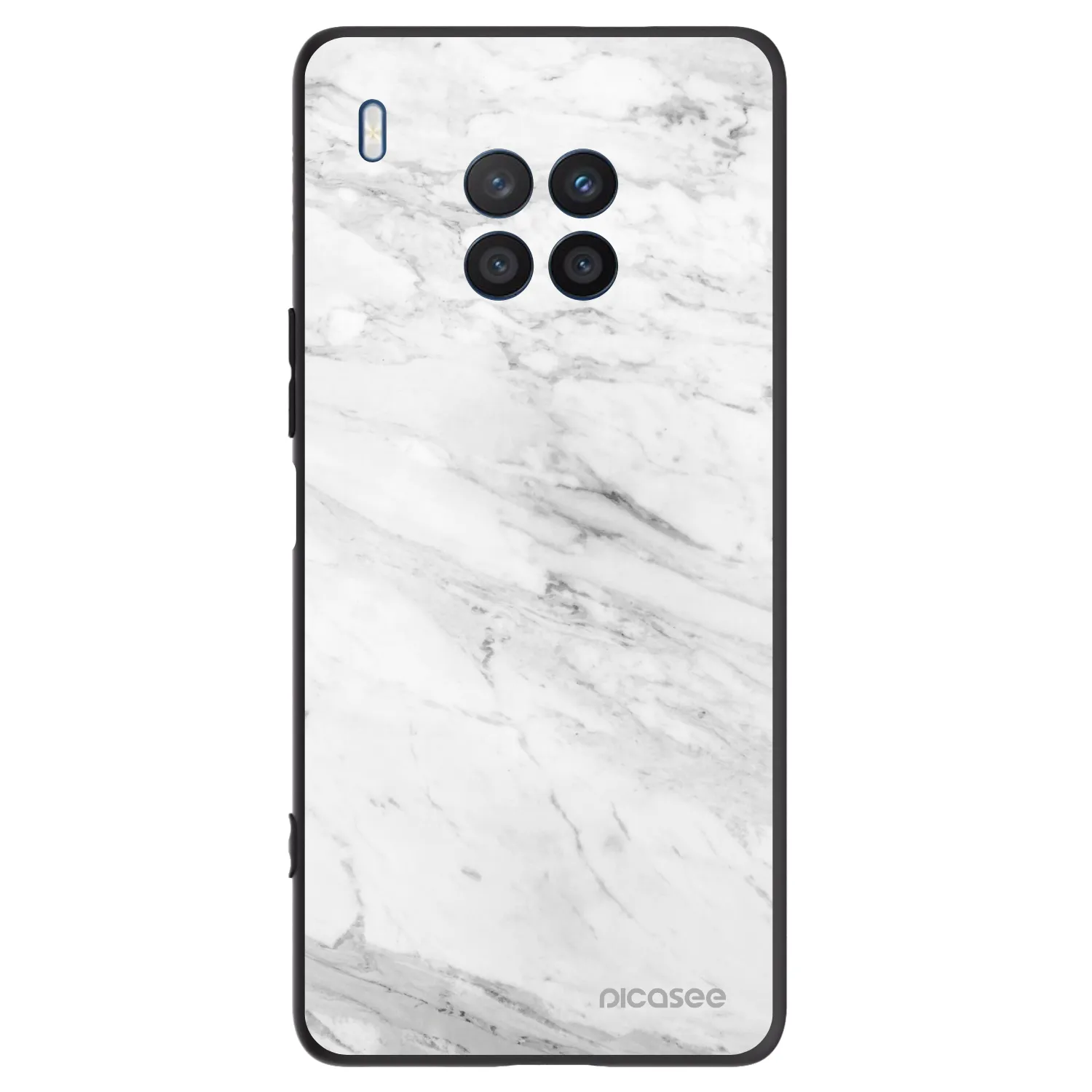 Picasee silikonowe czarne etui na Honor 50 Lite - White marble