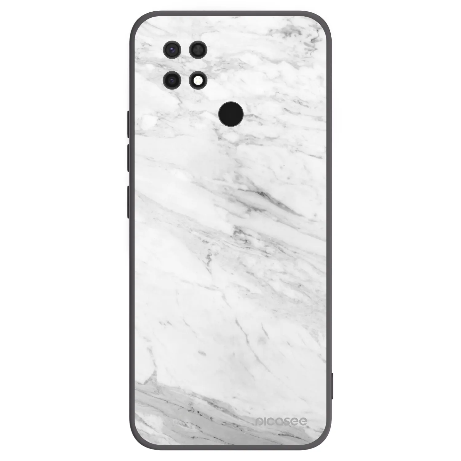 Picasee silikonowe czarne etui na Xiaomi Redmi 10C - White marble
