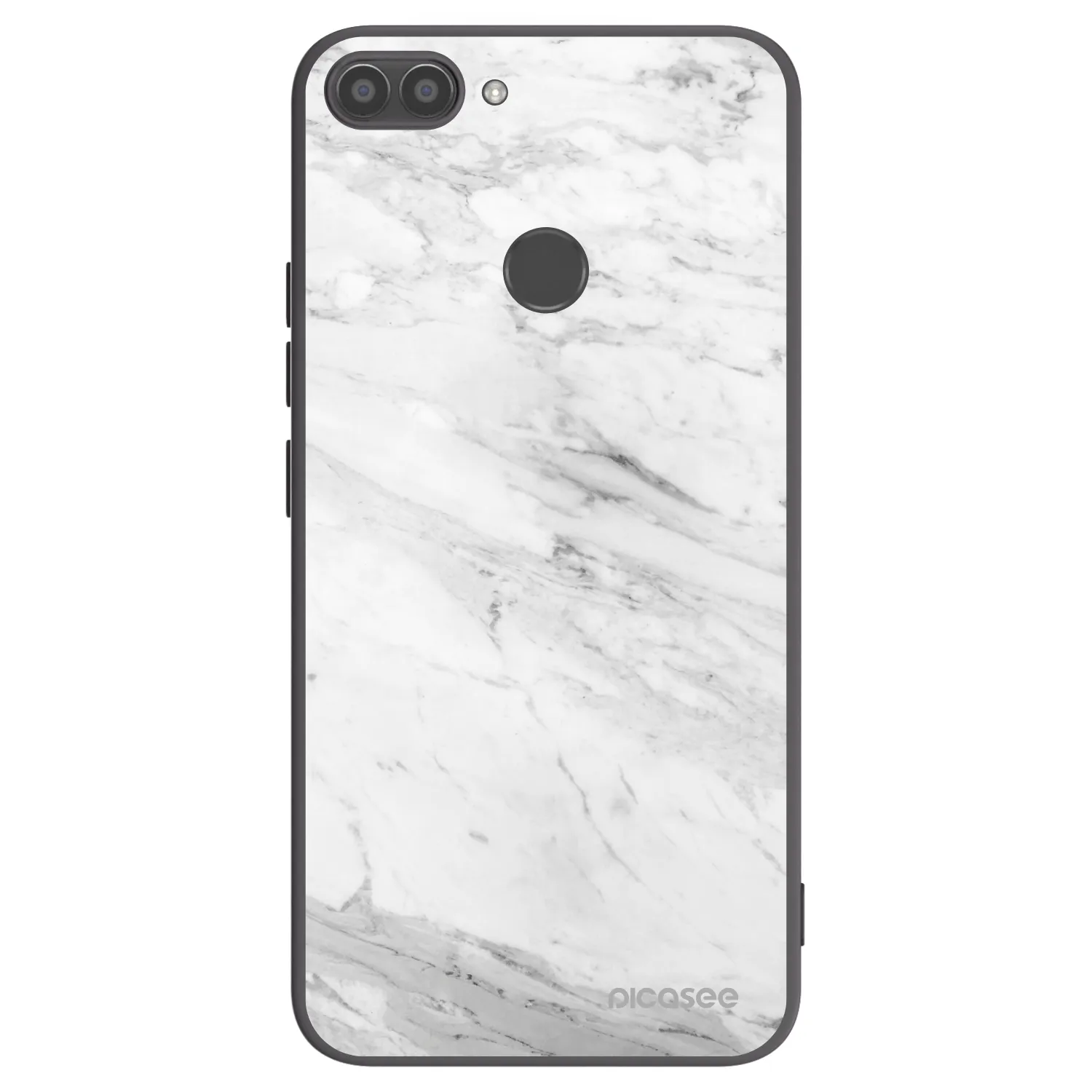 Picasee silikonowe czarne etui na Huawei P Smart - White marble