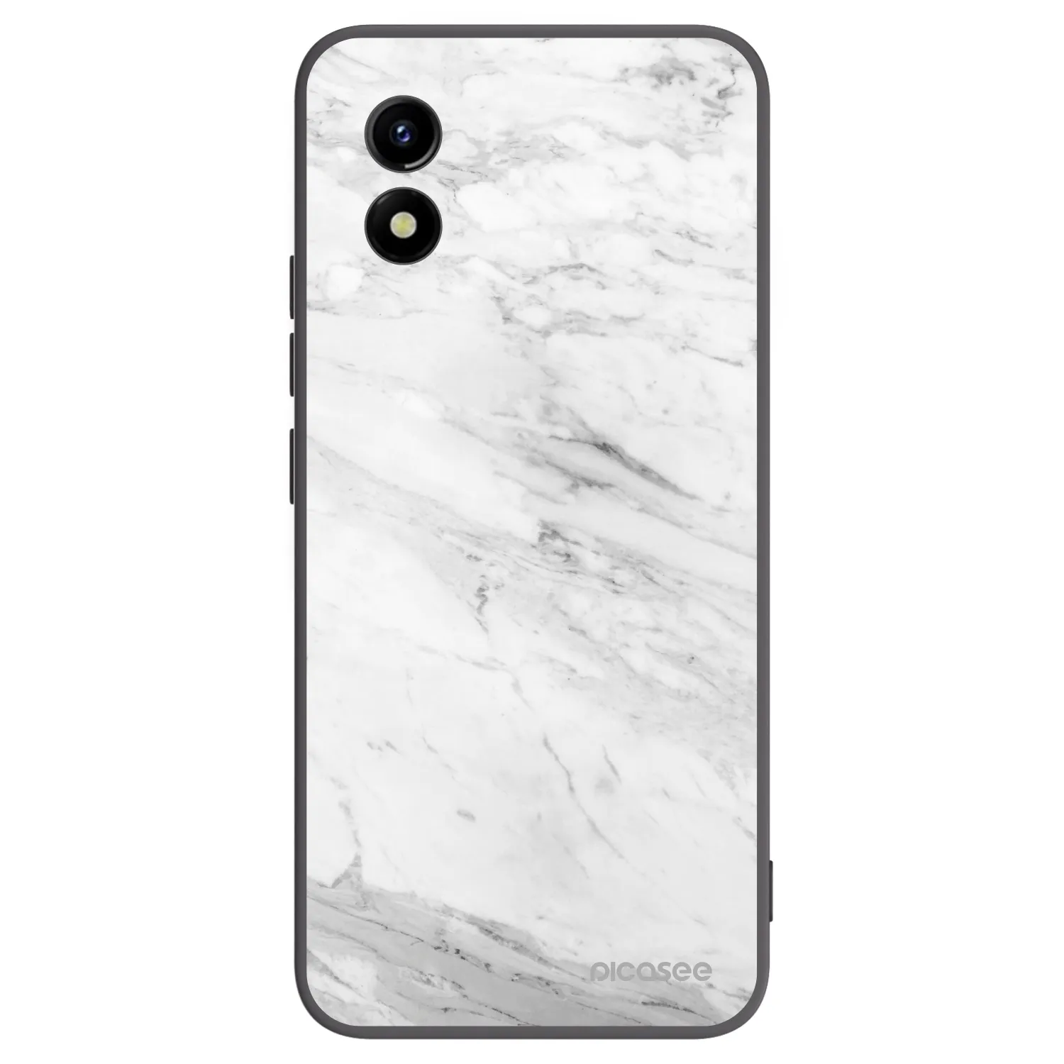 Picasee silikonowe czarne etui na Vivo Y01 - White marble