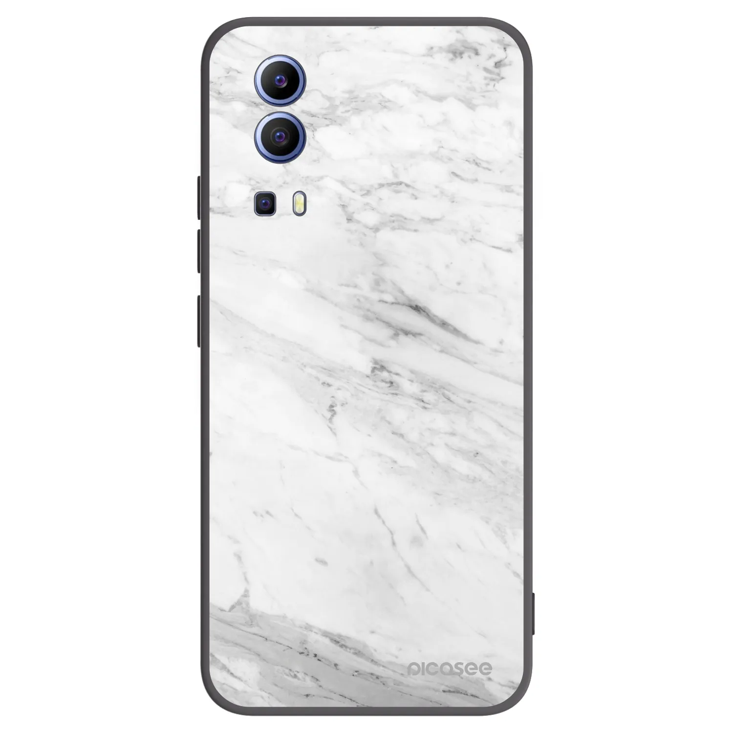 Picasee silikonowe czarne etui na Vivo Y52 5G - White marble