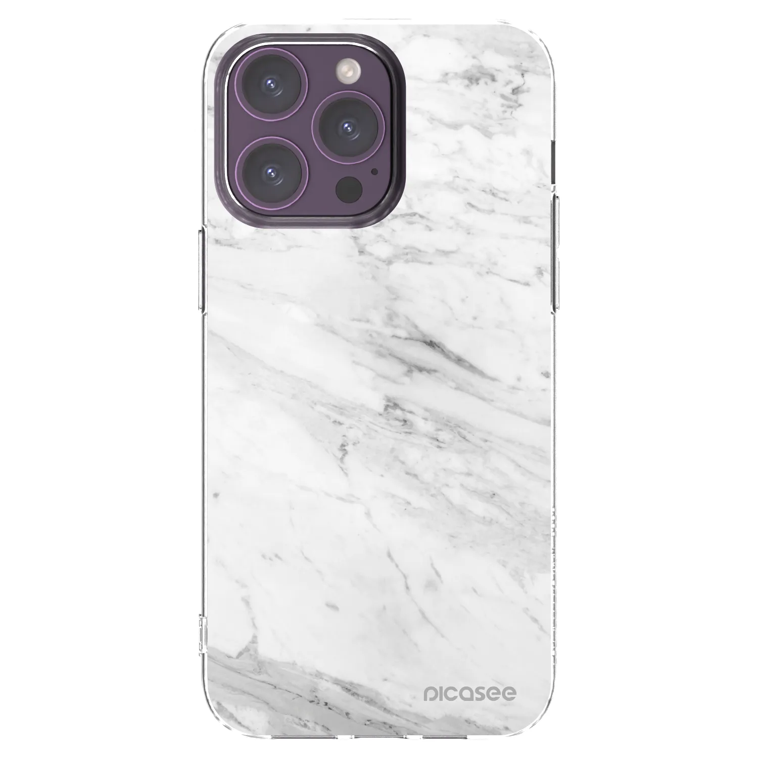 Picasee silikonowe przeźroczyste etui na Apple iPhone 14 Pro Max - White marble