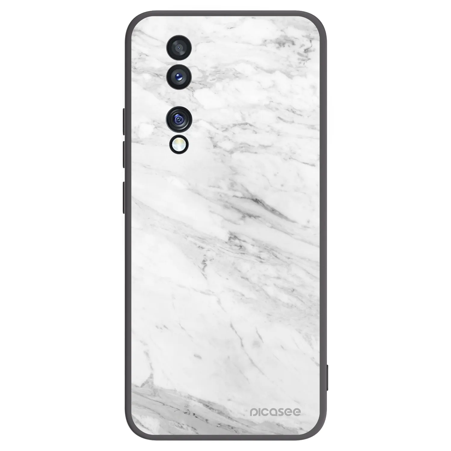 Picasee silikonowe czarne etui na Honor 70 - White marble