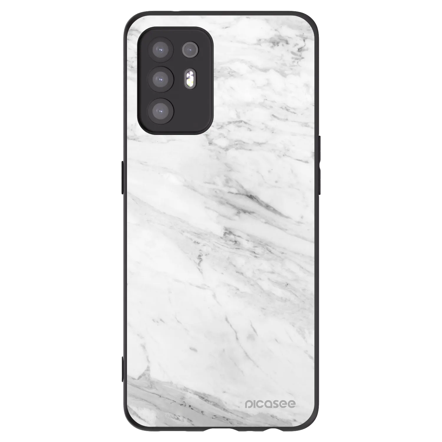Picasee silikonowe czarne etui na OPPO A94 5G - White marble