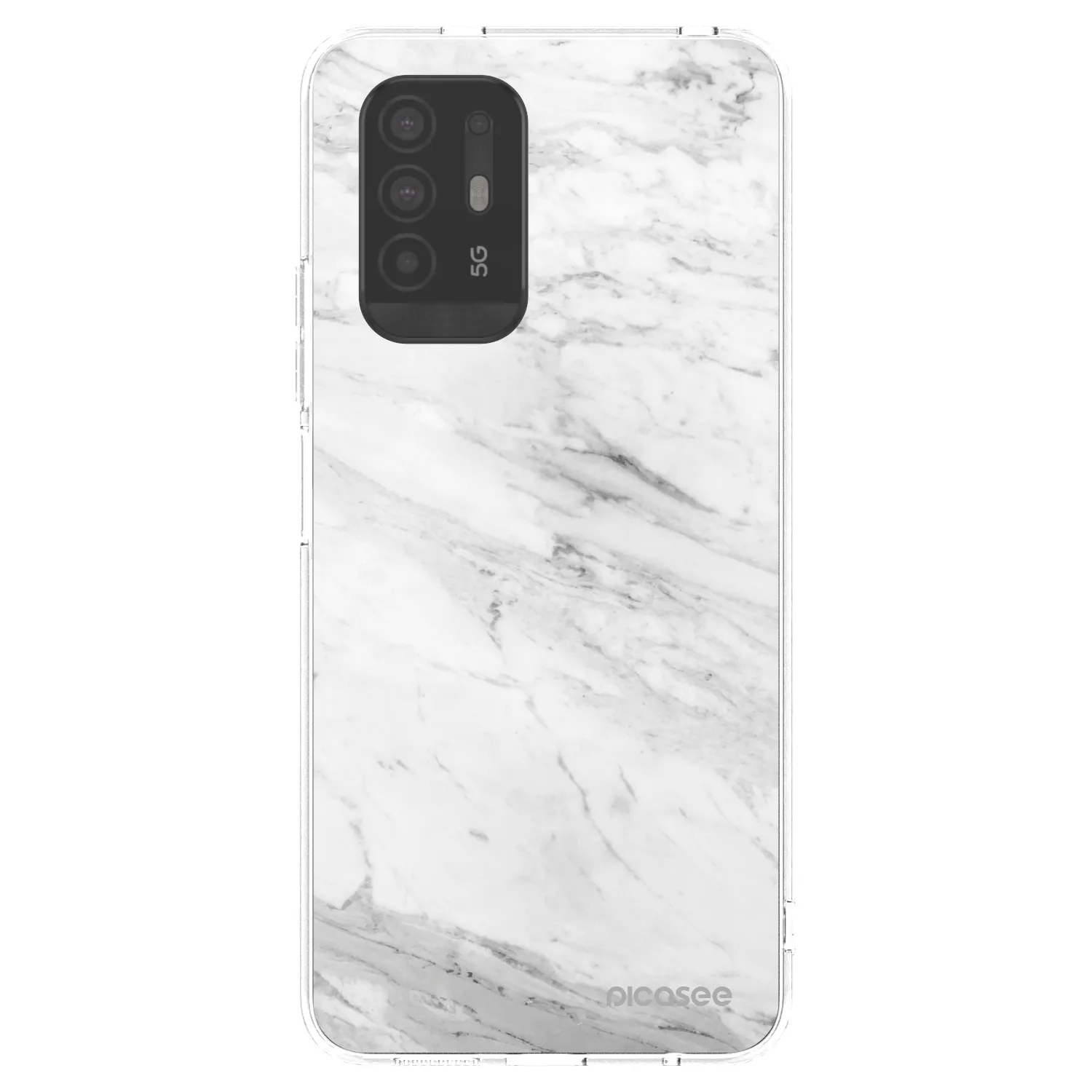 Picasee silikonowe przeźroczyste etui na OPPO A94 5G - White marble