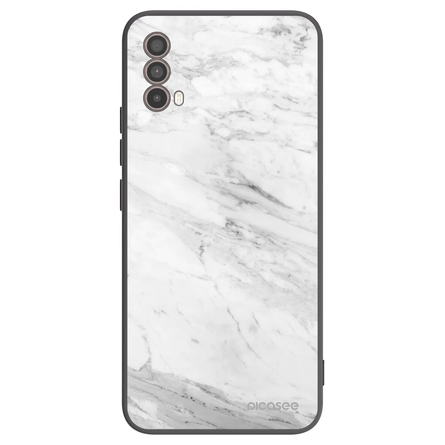 Picasee silikonowe czarne etui na Motorola Moto E40 - White marble