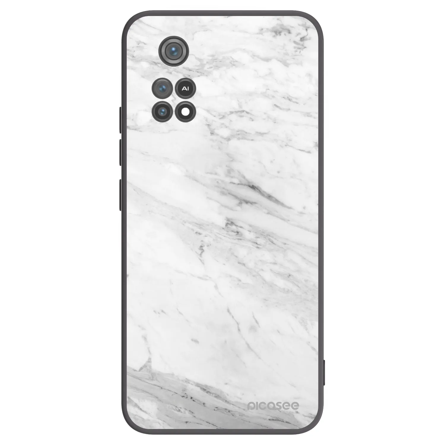 Picasee silikonowe czarne etui na Xiaomi Poco M4 Pro - White marble