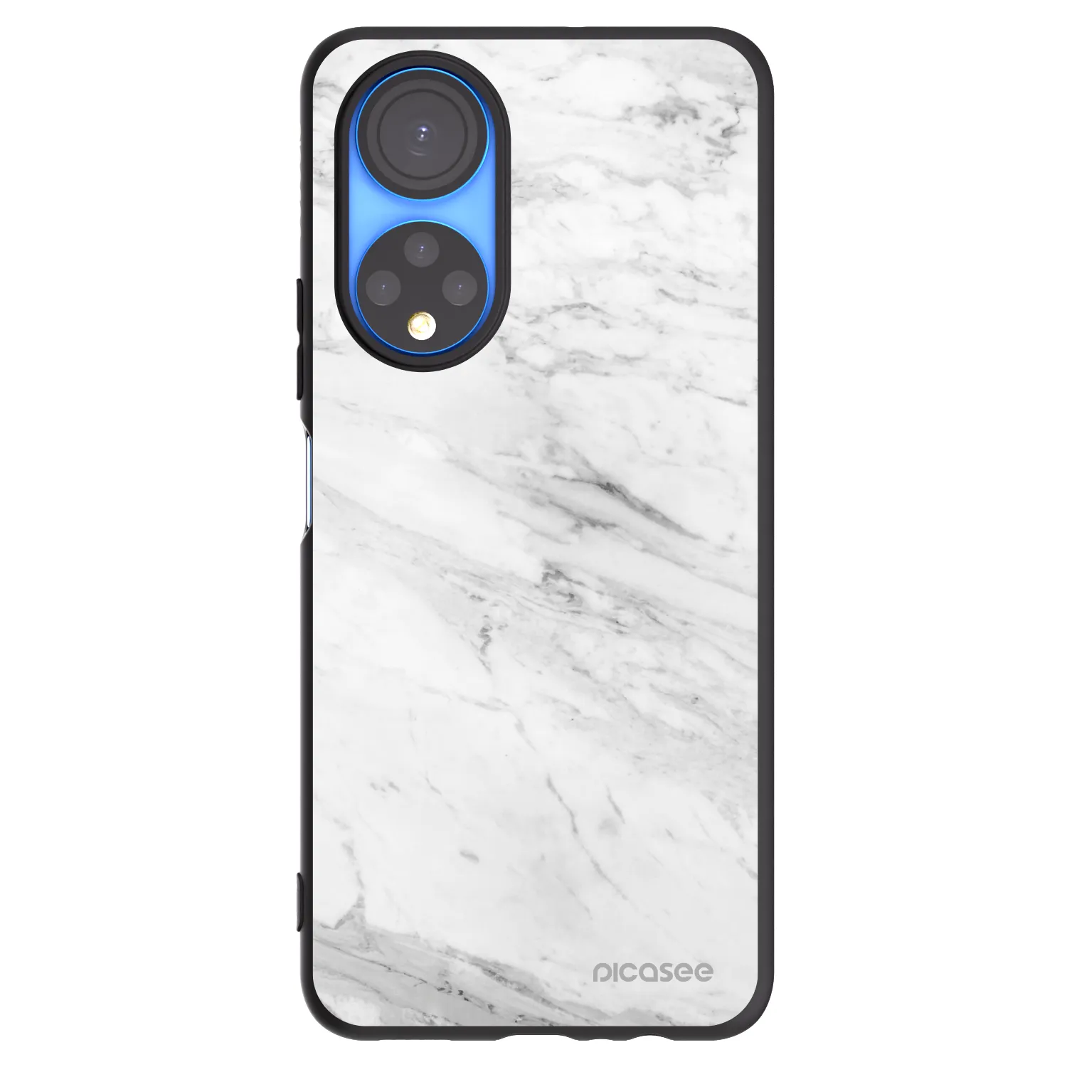 Picasee silikonowe czarne etui na Honor X7 - White marble