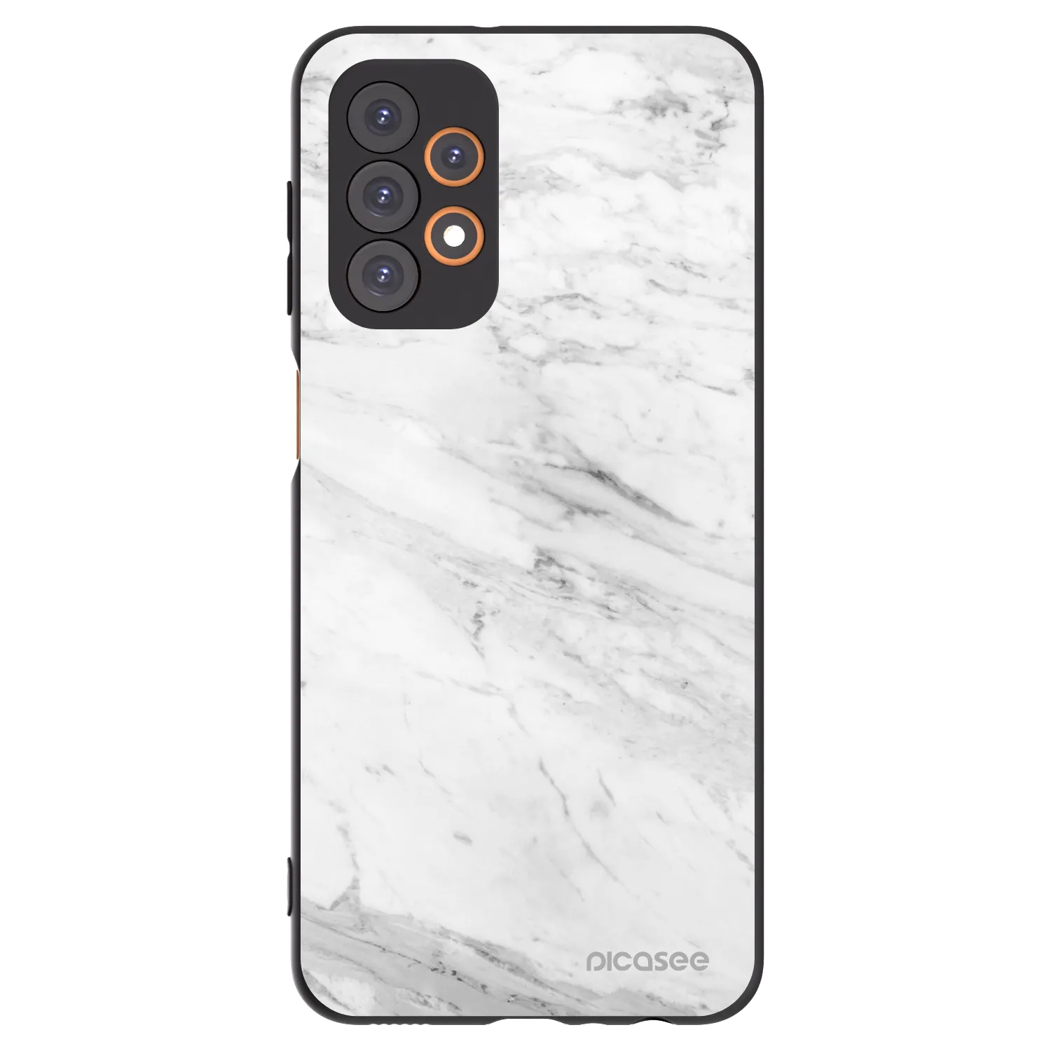 Picasee silikonowe czarne etui na Samsung Galaxy A23 A235F 4G - White marble