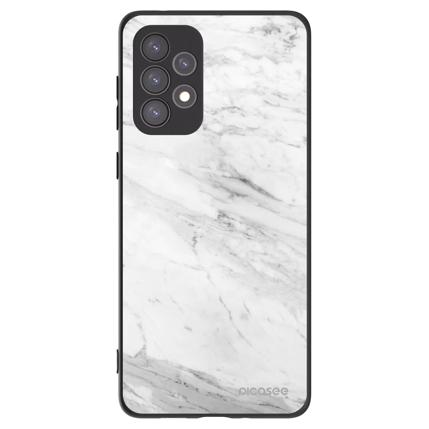 Picasee silikonowe czarne etui na Samsung Galaxy A73 5G - White marble