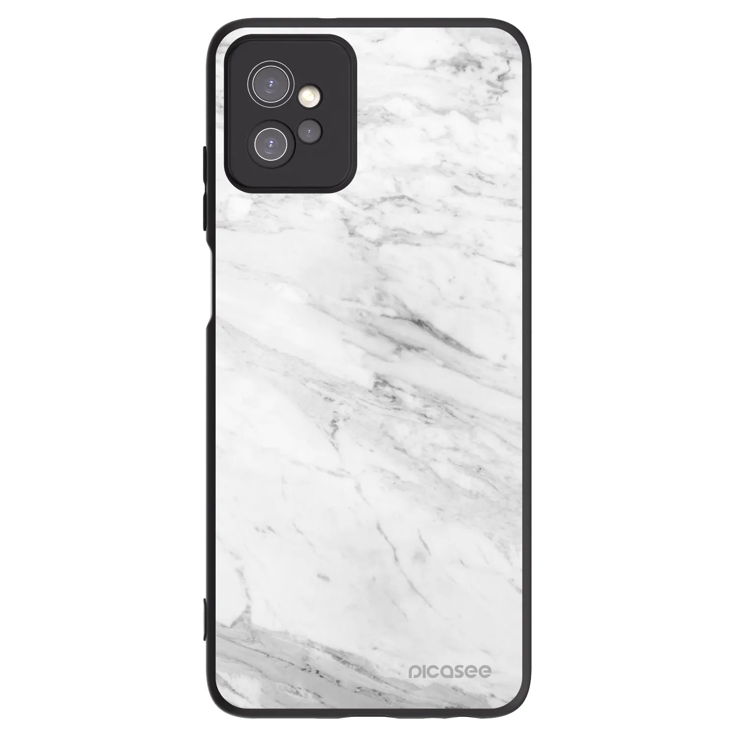 Picasee silikonowe czarne etui na Motorola Moto G32 - White marble