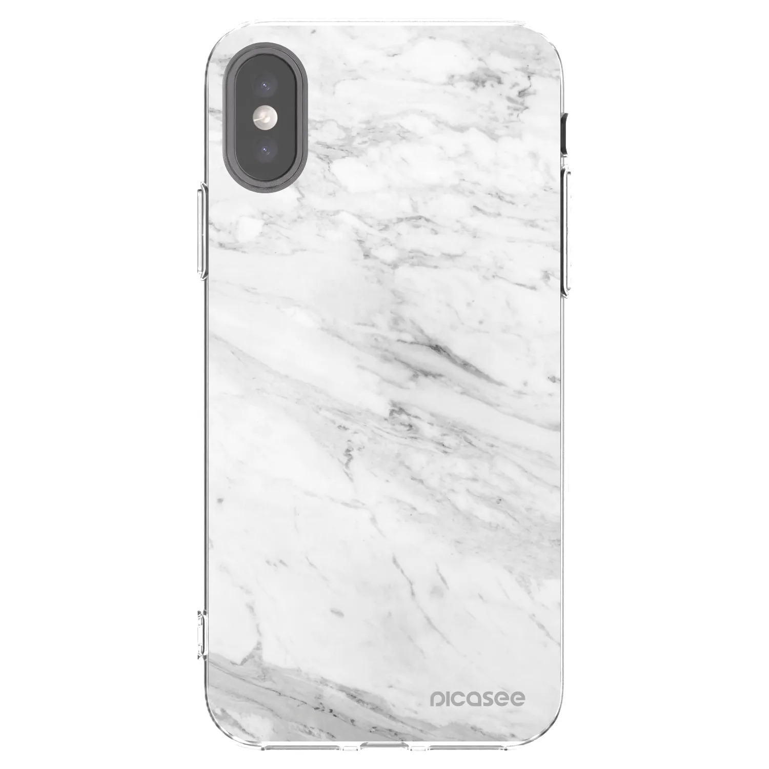 Picasee silikonowe przeźroczyste etui na Apple iPhone X/XS - White marble