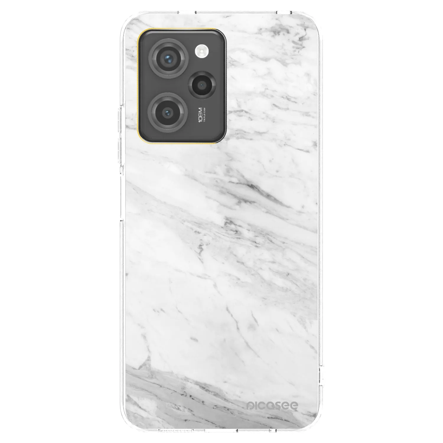 Picasee silikonowe czarne etui na Xiaomi Poco X5 Pro - White marble