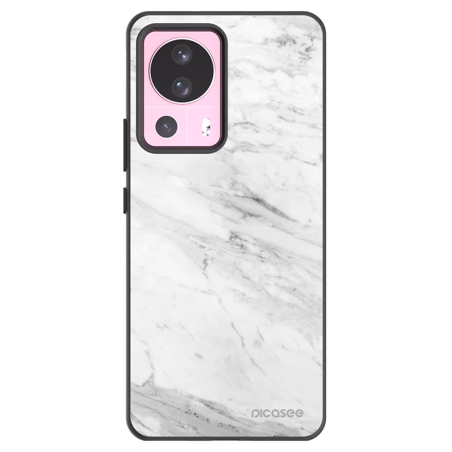 Picasee silikonowe czarne etui na Xiaomi 13 Lite - White marble