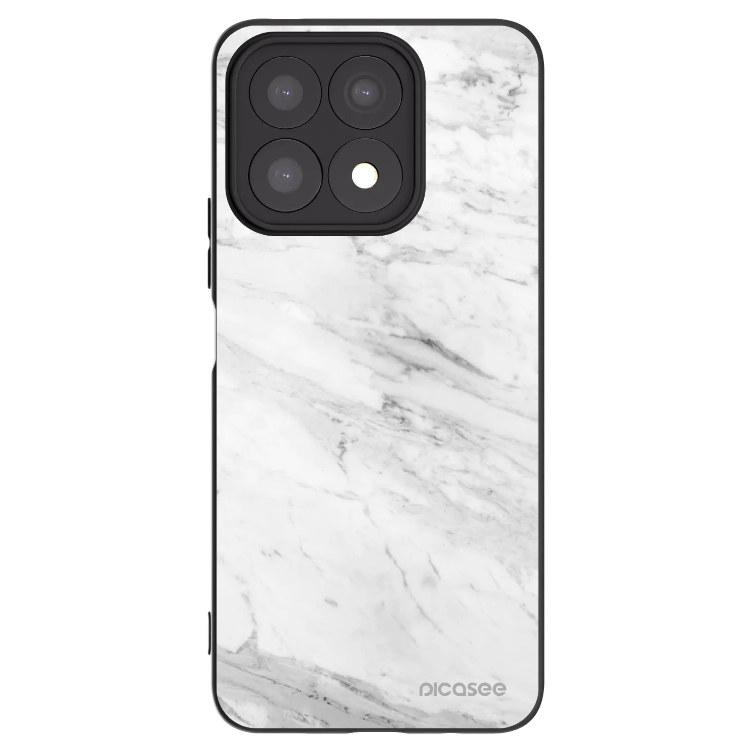 Picasee silikonowe czarne etui na Honor X8a - White marble