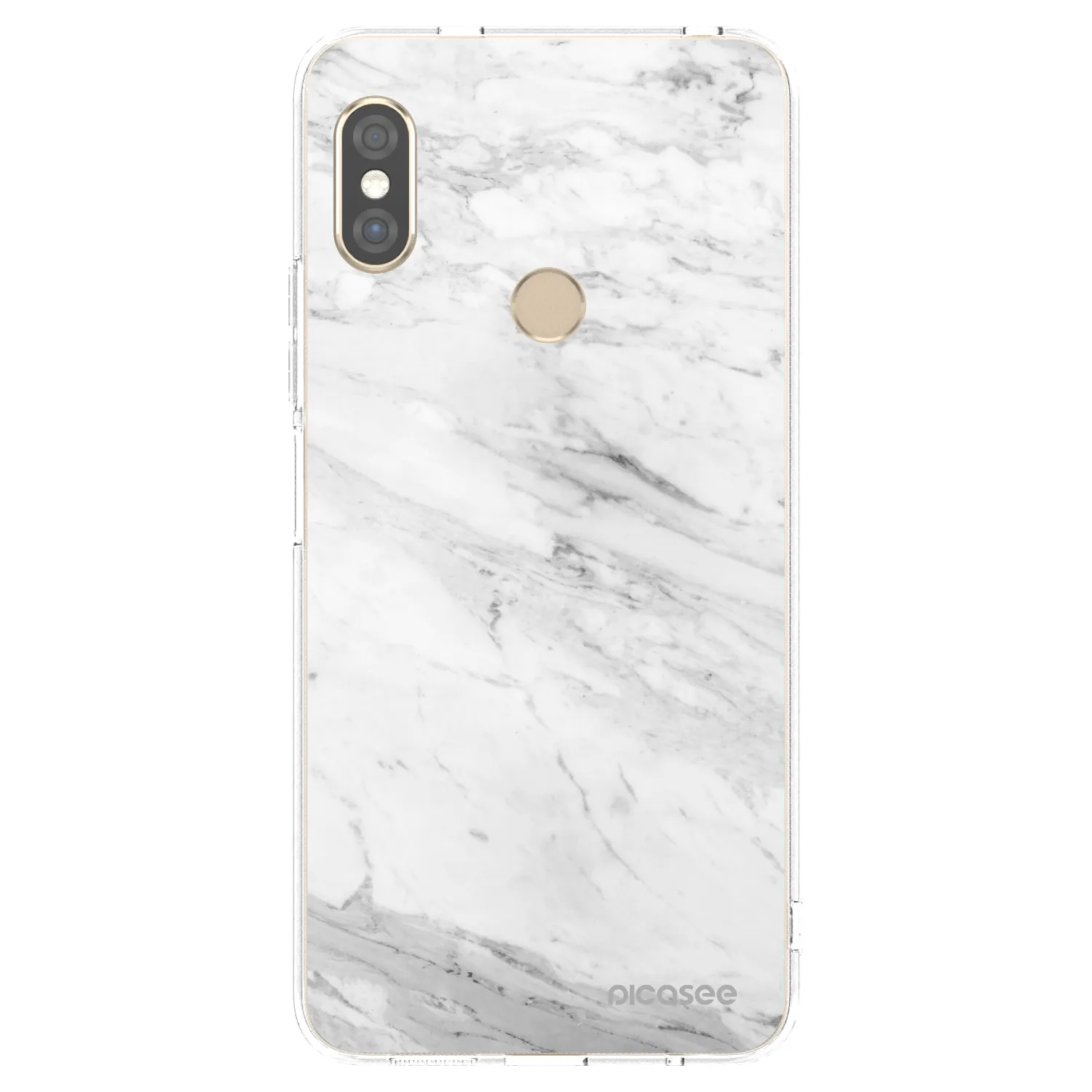 Picasee silikonowe przeźroczyste etui na Xiaomi Redmi Note 5 Global - White marble