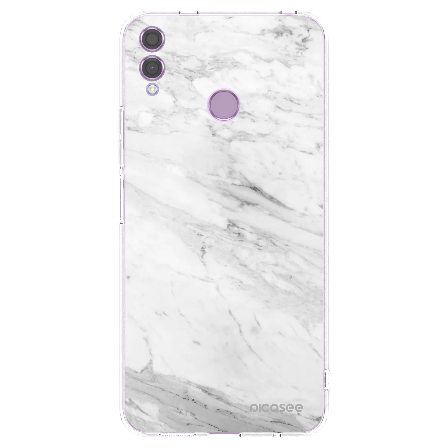 Picasee silikonowe przeźroczyste etui na Honor 8X - White marble