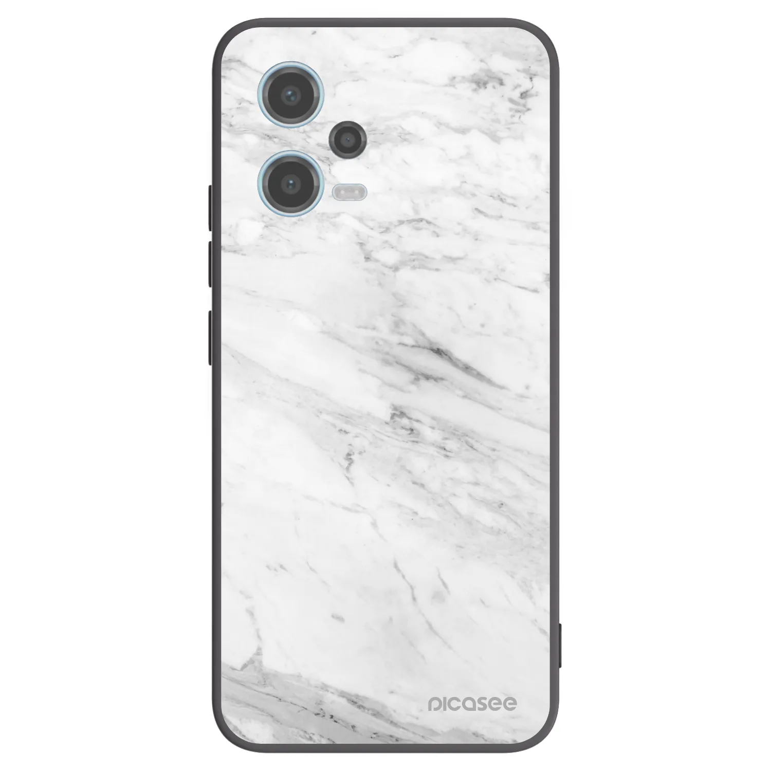 Picasee silikonowe czarne etui na Xiaomi Redmi Note 12 5G - White marble