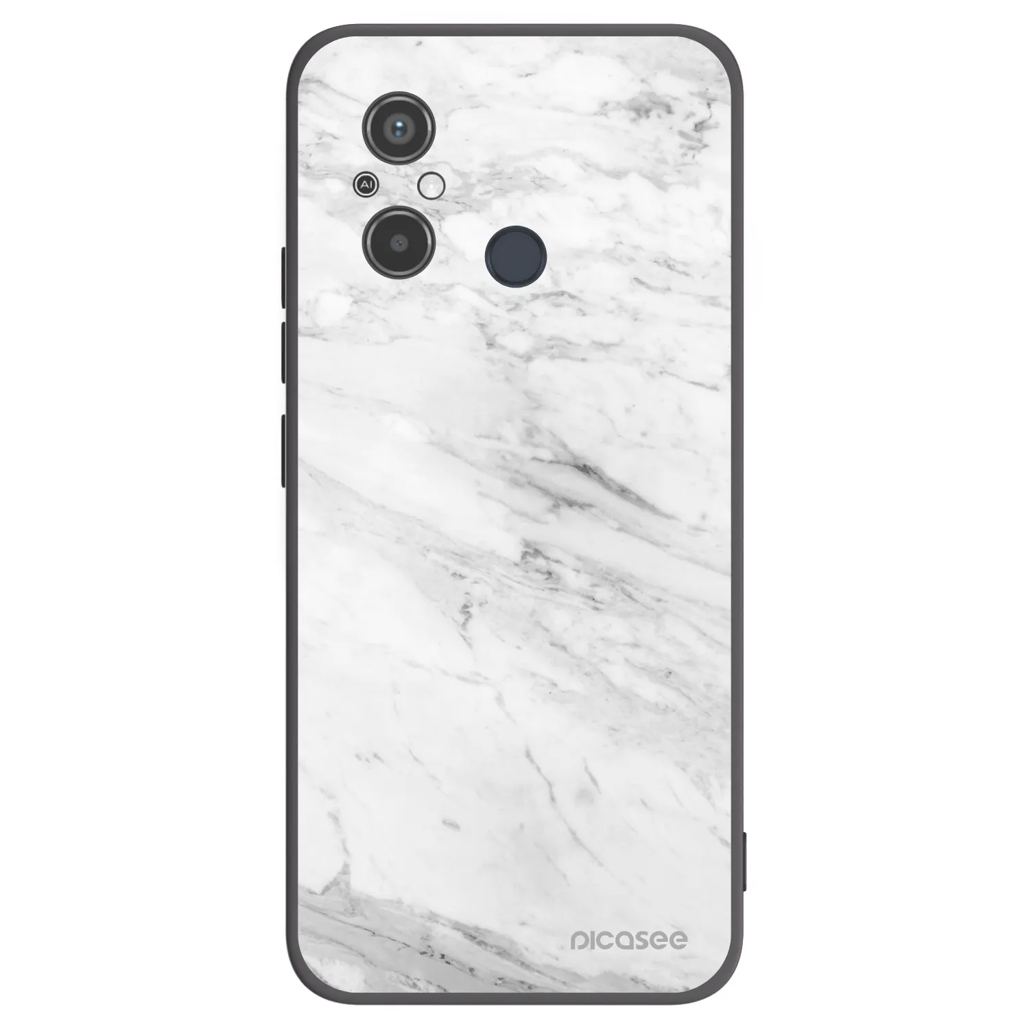 Picasee silikonowe czarne etui na Xiaomi Redmi 12C - White marble