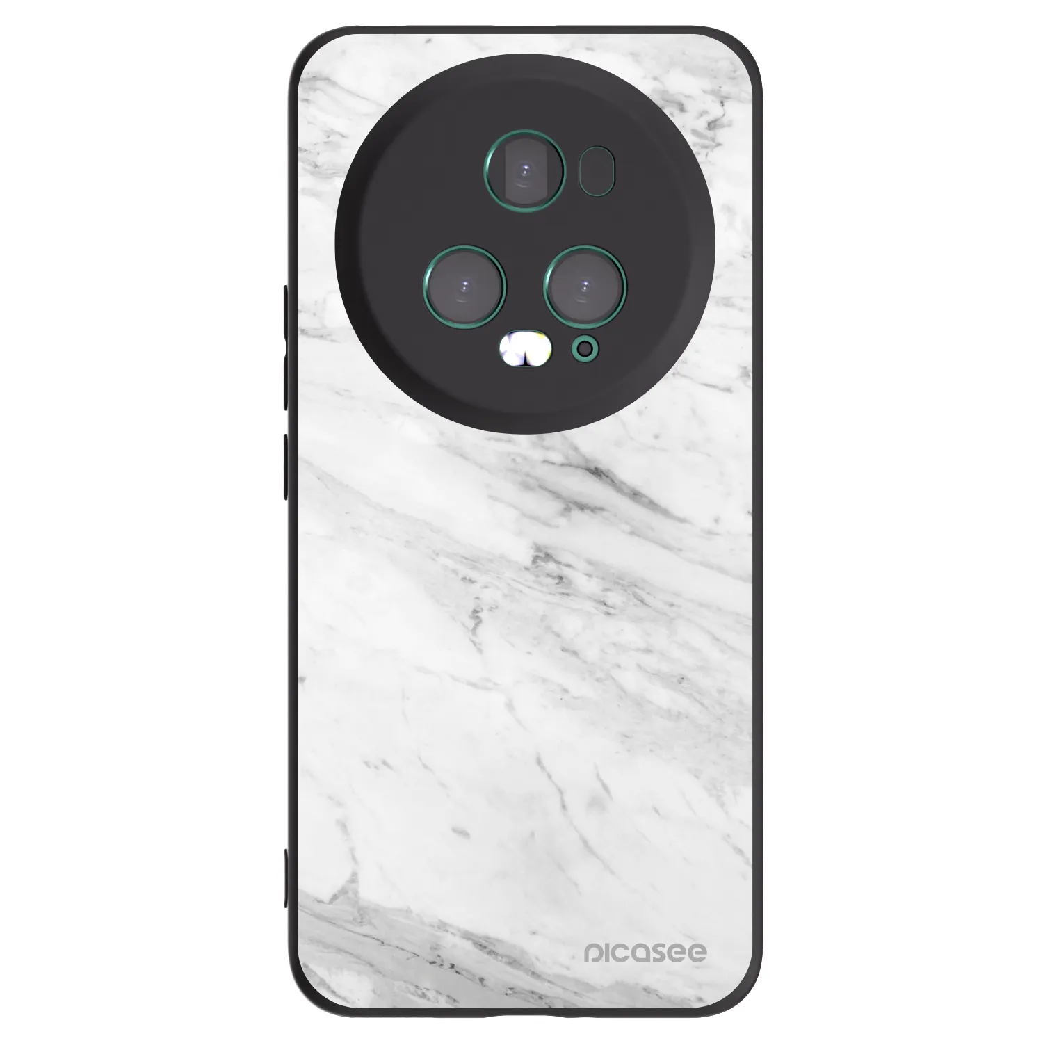 Picasee silikonowe czarne etui na Honor Magic5 Pro - White marble