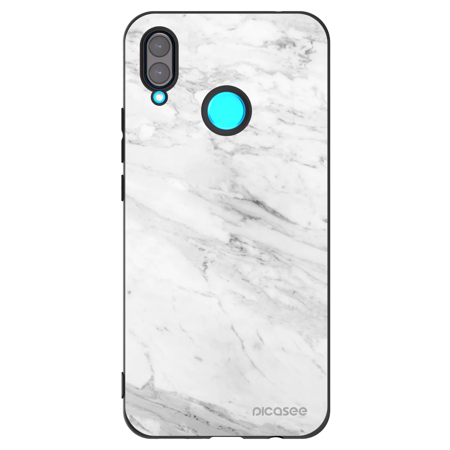 Picasee silikonowe czarne etui na Huawei Nova 3 - White marble
