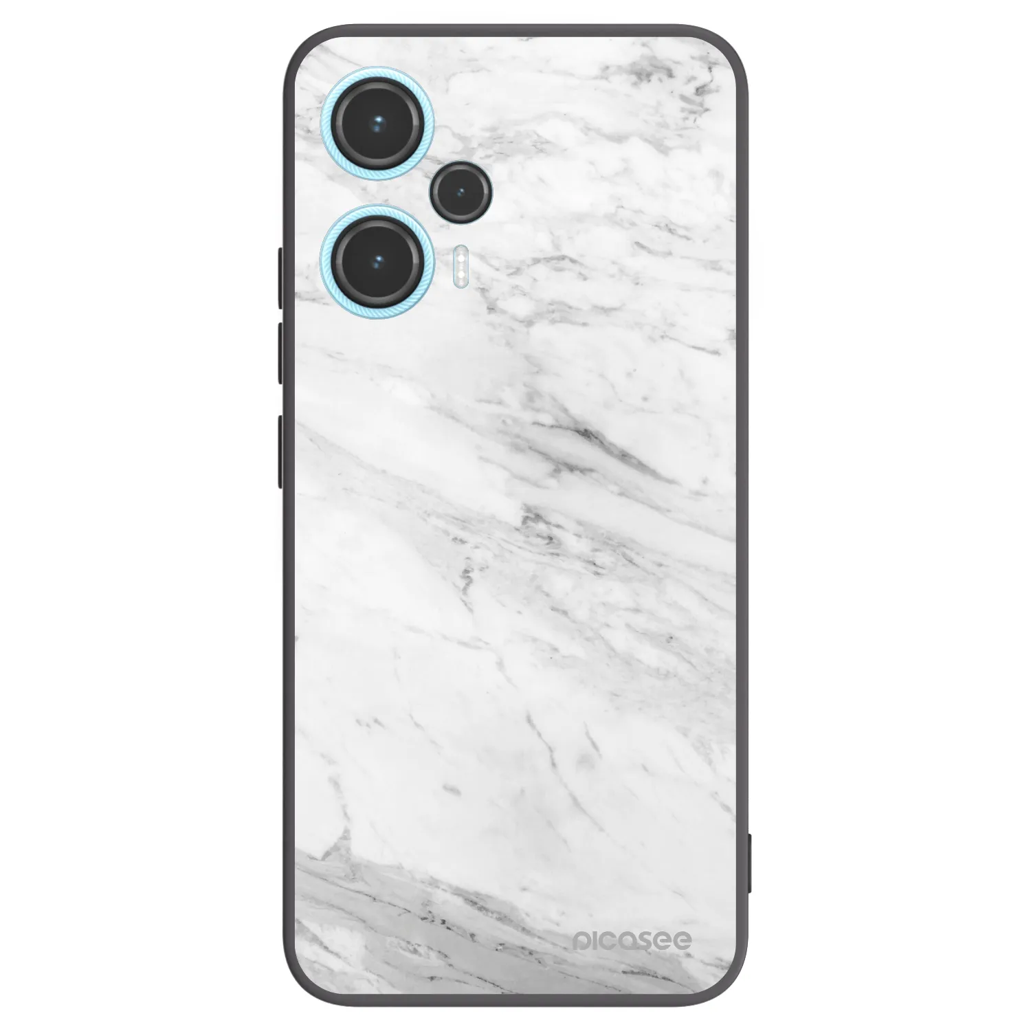Picasee silikonowe czarne etui na Xiaomi Poco F5 - White marble