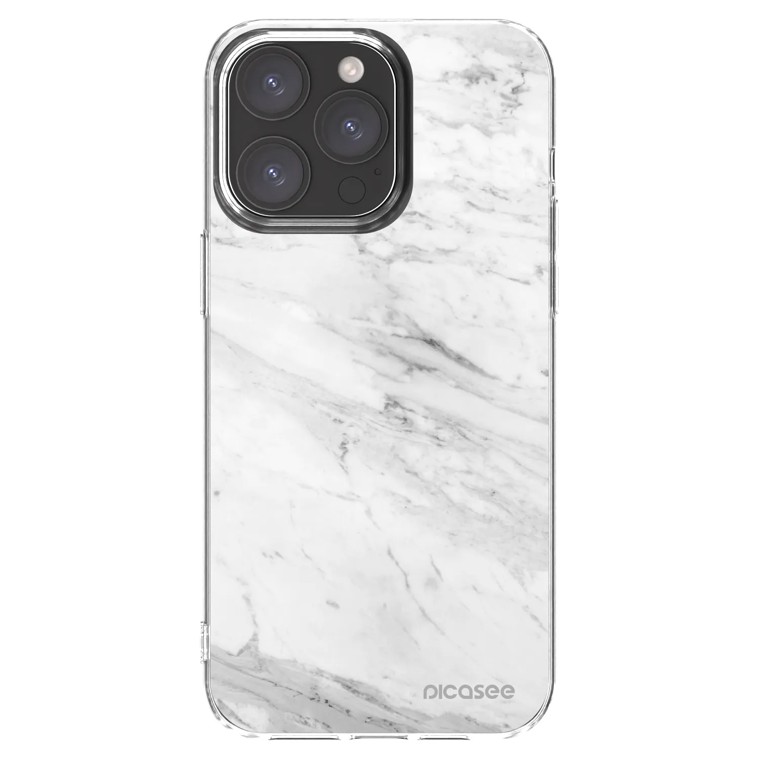Picasee silikonowe przeźroczyste etui na Apple iPhone 15 Pro Max - White marble