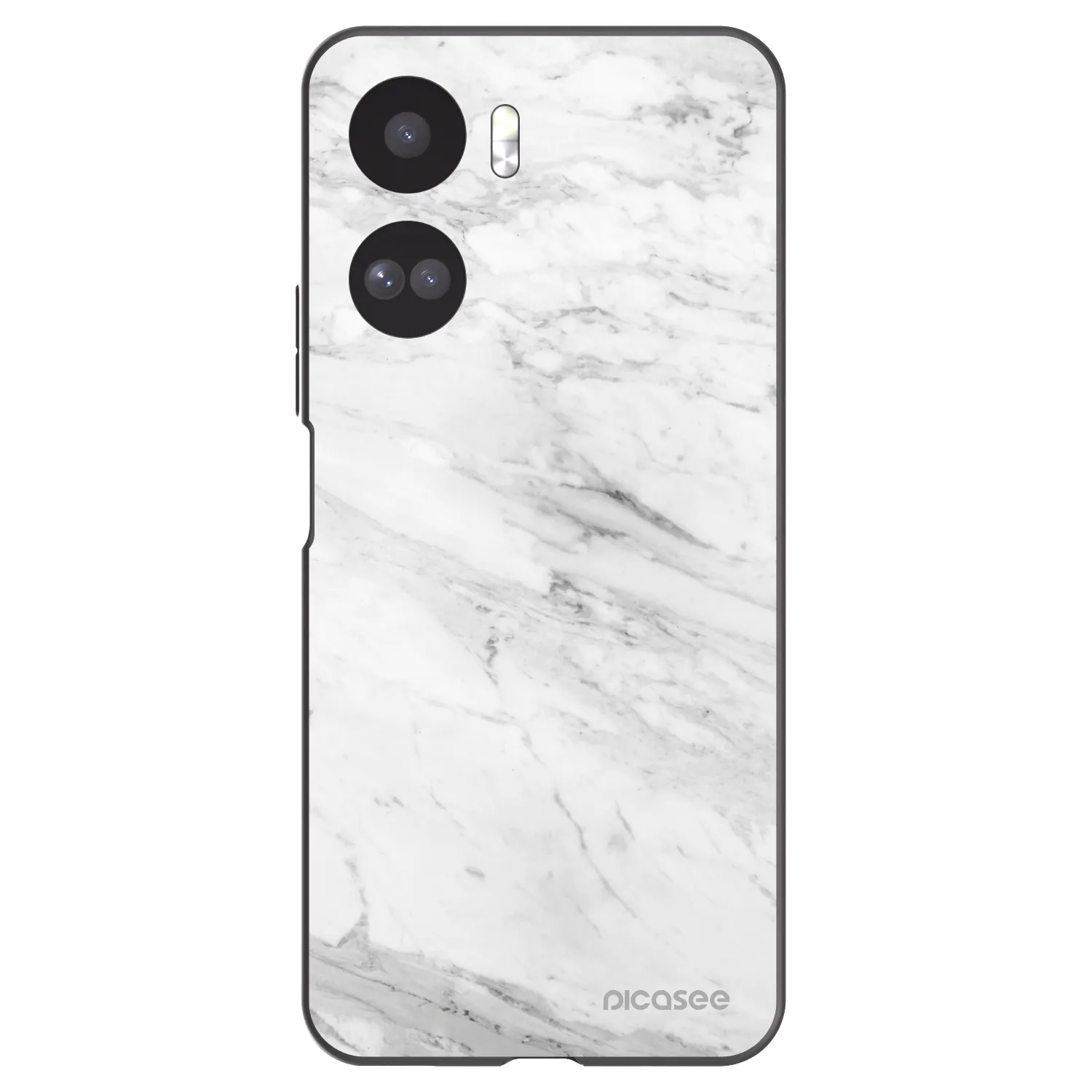 Picasee silikonowe czarne etui na Honor 90 Lite 5G - White marble